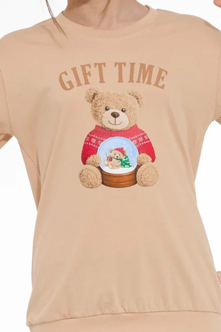 Dievčenské pyžamo Gift Time – bavlna - Béžovo-modrá