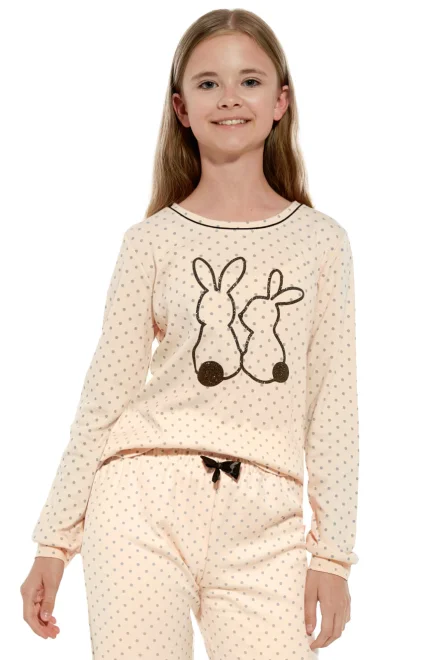 Dívčí pyžamo 151 Rabbits - Světle oranžová
