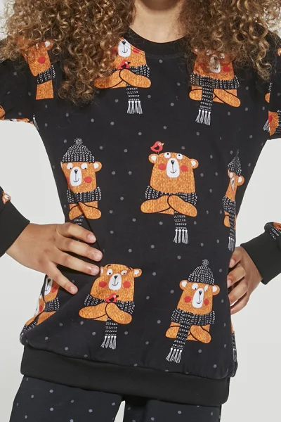 Dívčí pyžamo 148 Bear - Černá