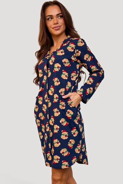 Noční košile Teddy 7 - propínací - Tmavě modrá