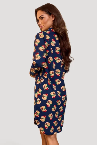 Noční košile Teddy 7 - propínací - Tmavě modrá