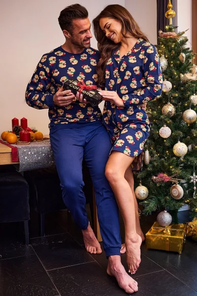 Noční košile Teddy 7 - propínací - Tmavě modrá