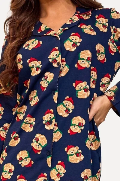 Noční košile Teddy 7 - propínací - Tmavě modrá