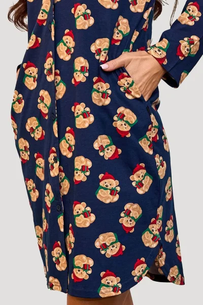 Noční košile Teddy 7 - propínací - Tmavě modrá