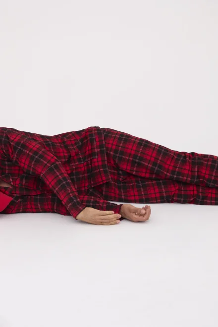 Propínací pánské pyžamo Robin - bavlna - Červená