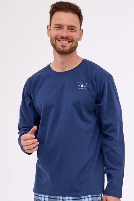 Pánské pyžamo Aspen - bavlna až do 5XL - Modrá