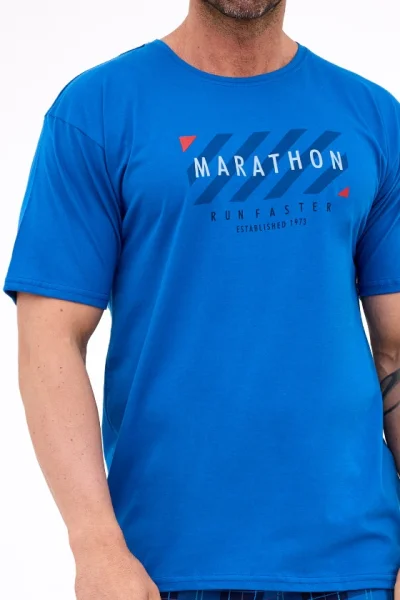 Pánské pyžamo Marathon 3 - bavlna - Modrá