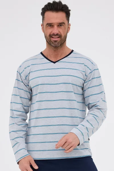 Pánské pyžamo 139/44 - bavlna - Šedo-tmavěmodrá