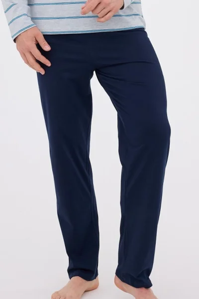 Pánské pyžamo 139/44 - bavlna - Šedo-tmavěmodrá