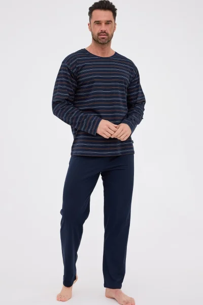 Pánské pyžamo 138/54 - bavlna - Tmavě modrá