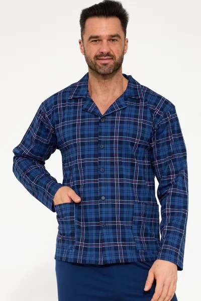 Pánské propínací pyžamo 114/84 - bavlna - Modrá