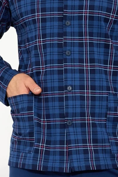 Pánské propínací pyžamo 114/84 - bavlna - Modrá