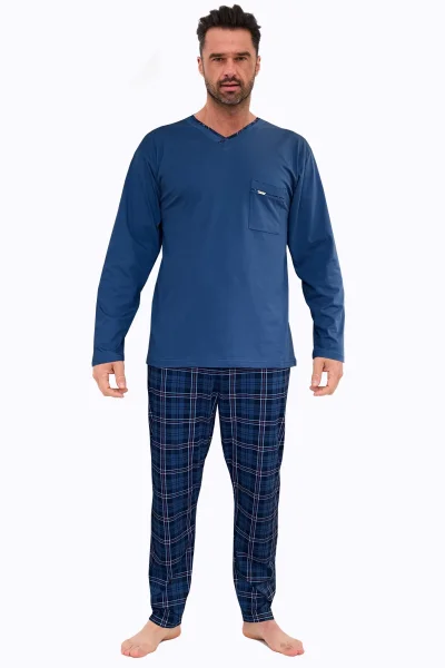 Pánské pyžamo Victor - bavlna - Tmavě modrá