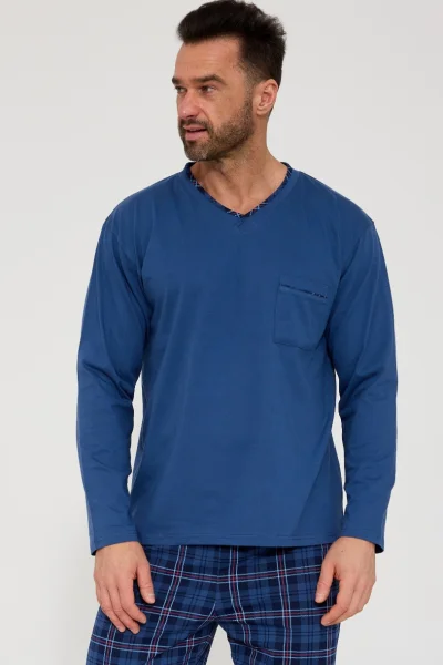 Pánské pyžamo Victor - bavlna - Tmavě modrá