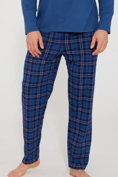 Pánské pyžamo Victor - bavlna - Tmavě modrá