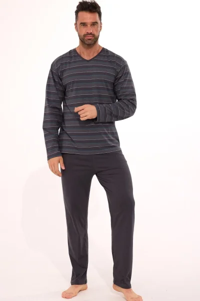 Pánské pyžamo 139/48 - bavlna - Tmavě šedá