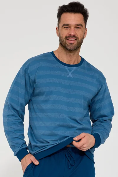 Pánské pyžamo Loose 17 - bavlna - Světlemodrá-tmavěmodrá