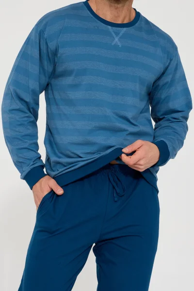 Pánské pyžamo Loose 17 - bavlna - Světlemodrá-tmavěmodrá