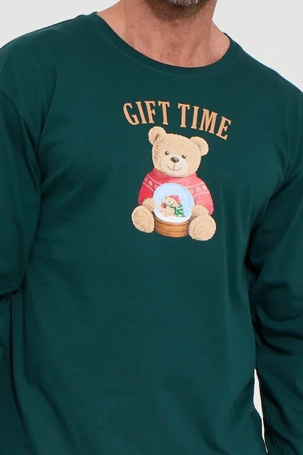 Pánske pyžamo Gift Time – bavlna - Zeleno-tmavomodrá