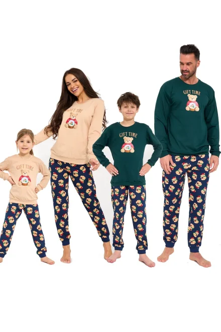 Pánske pyžamo Gift Time – bavlna - Zeleno-tmavomodrá