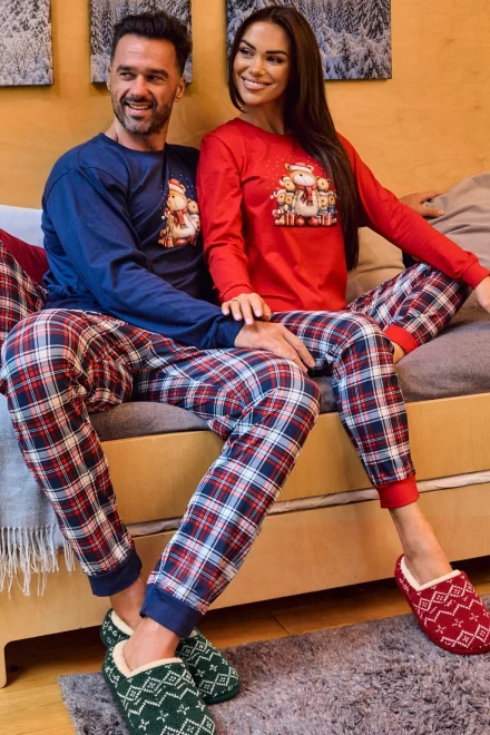 Pánske pyžamo Family – bavlna - Tmavomodrá