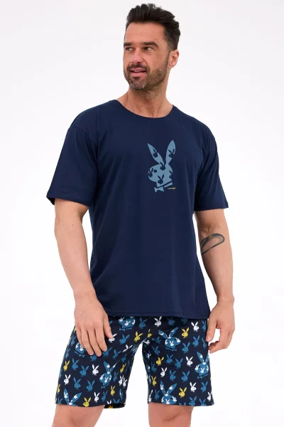 Pánské pyžamo Bunnies - bavlna - Tmavě modrá
