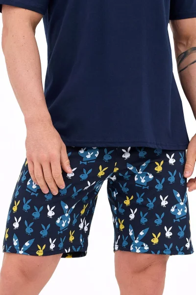 Pánské pyžamo Bunnies - bavlna - Tmavě modrá