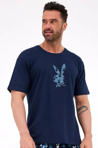 Pánské pyžamo Bunnies - bavlna - Tmavě modrá