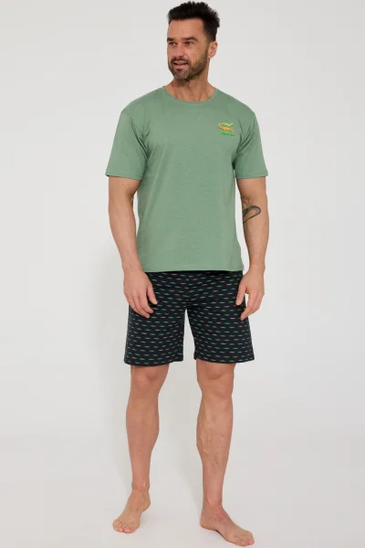 Pánské pyžamo Crocodiles 2 - bavlna - Zeleno-černá