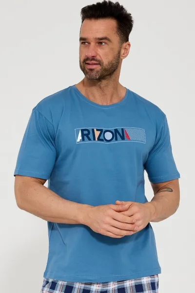 Pánské pyžamo Arizona - bavlna - Světle modrá