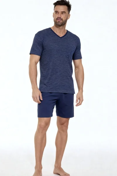 Pánské pyžamo 330/50 - bavlna - Tmavě modrá