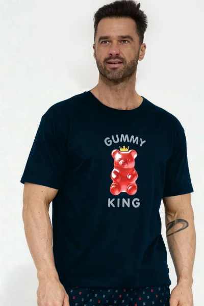 Pánské pyžamo Gummy King - bavlna - Tmavě modrá
