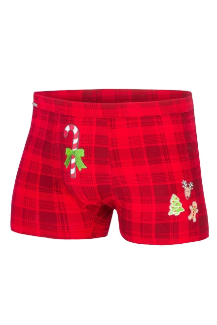 Pánské boxerky Candy Cane 017/42 Merry Christmas - Červená