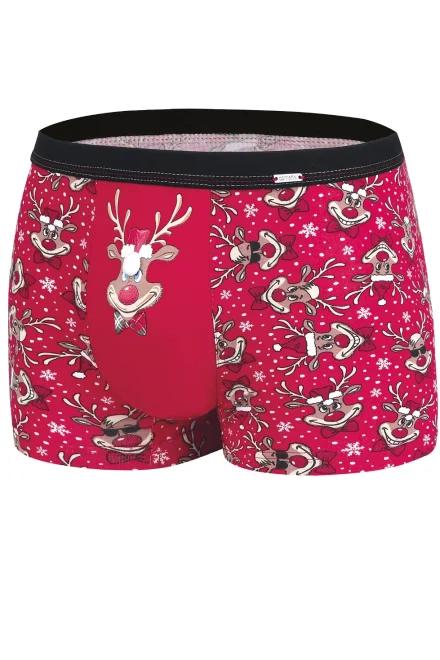 Pánské boxerky XC Santa Hat 3 007/48 Merry Christmas - Červená