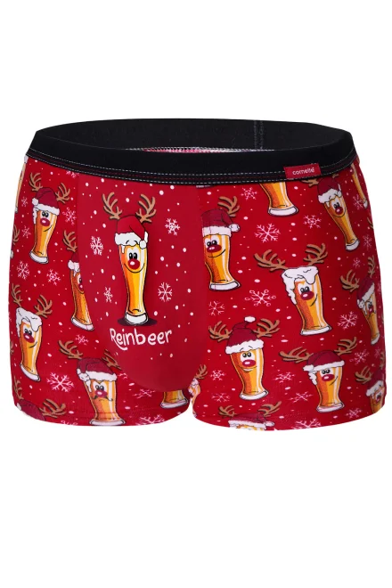 Pánské boxerky 007/54 Beer 2 Merry Christmas - Červená