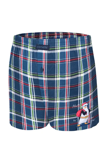 Pánské boxerky M015/07 Ho ho 2 Merry Christmas - Zeleno-tmavěmodrá