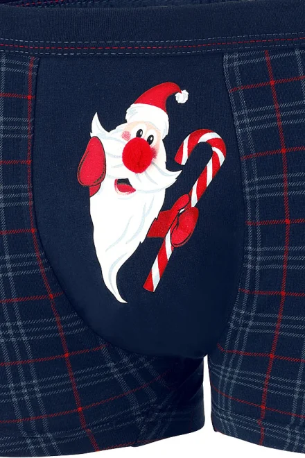 Pánské boxerky 007/61 Santa Claus - Tmavě modrá
