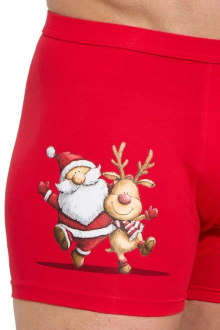Pánsky vianočný komplet Gift – boxerky a ponožky - Červeno-tmavomodrá