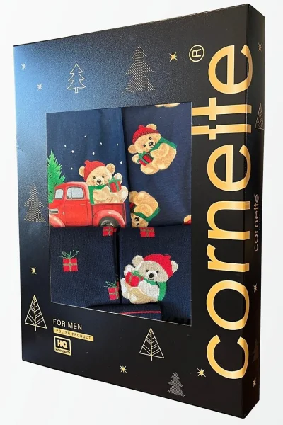 Pánský vánoční komplet 9134/01 - ponožky a boxerky - Tmavě modrá