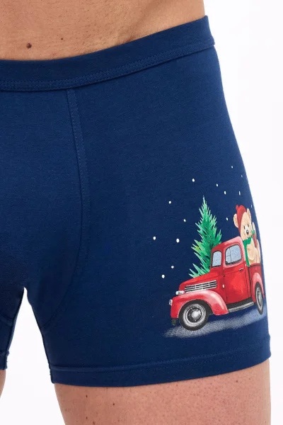 Pánský vánoční komplet 9134/01 - ponožky a boxerky - Tmavě modrá