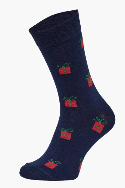 Pánský vánoční komplet 9134/01 - ponožky a boxerky - Tmavě modrá