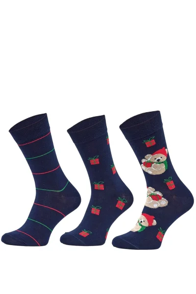 DARBLU 3 PACK ponožky A66 - bavlna - Tmavě modrá