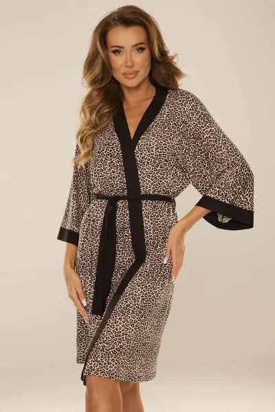 Dámský župan Mavis - zvířecí vzor - Hnědo-černá