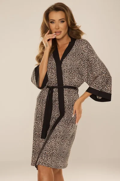 Dámský župan Mavis - zvířecí vzor - Hnědo-černá