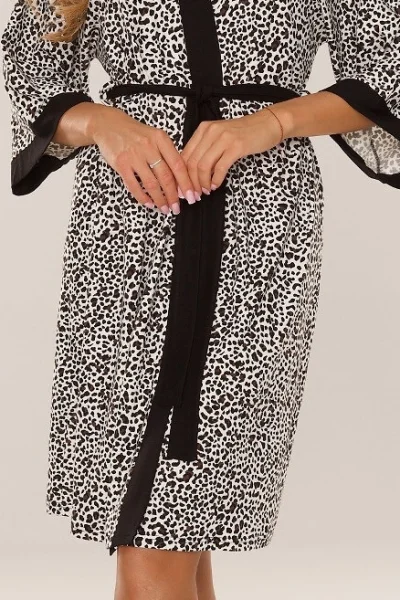 Dámský župan Mavis - zvířecí vzor - Ecru-černá