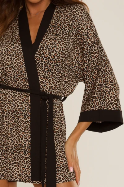 Dámský župan Mavis - viskóza - Hnědo-černá