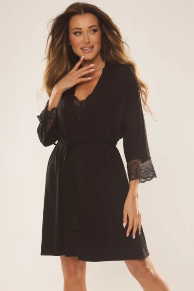 Dámský župan Fanny - viskóza - Černá