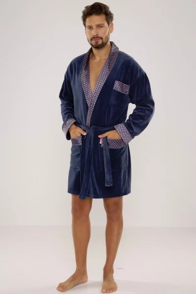 Pánský župan 772 Bonjour - bavlna - Modrá