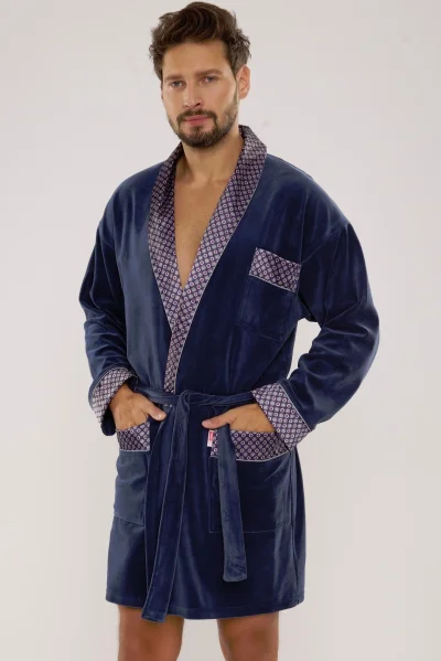 Pánský župan 772 Bonjour - bavlna - Modrá