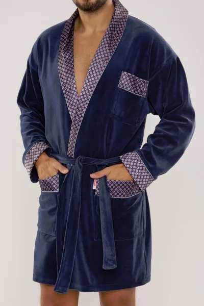 Pánský župan 772 Bonjour - bavlna - Modrá